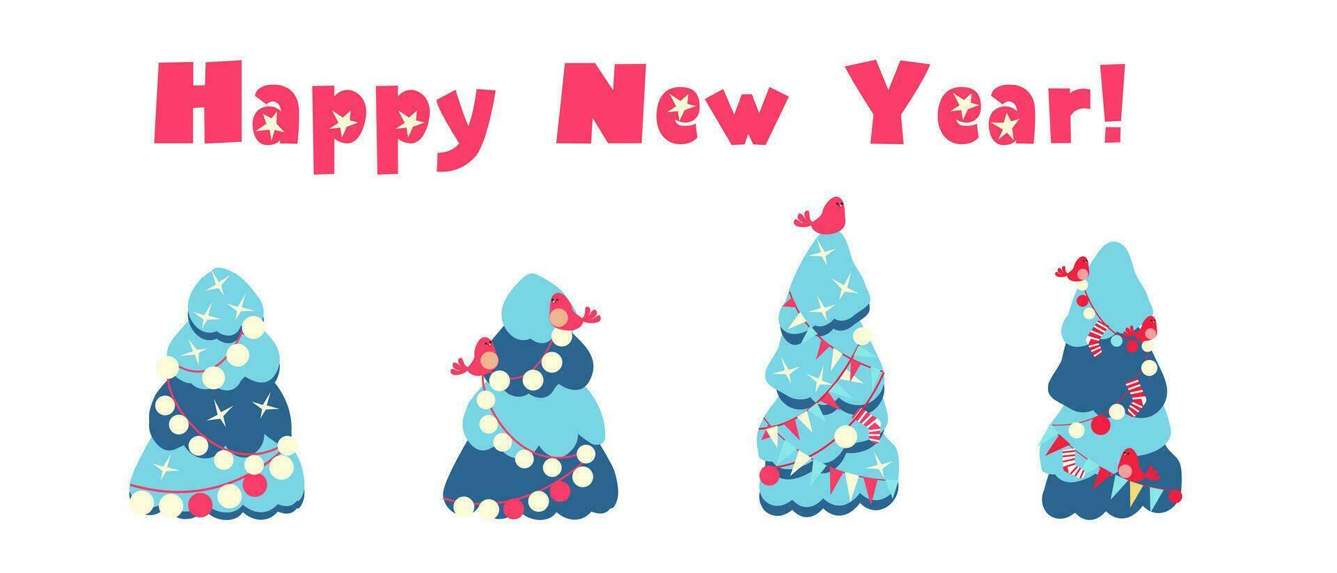 Stickers, New Year and Christmas tree, Christmas decorations. Not AI, hand drawn vector