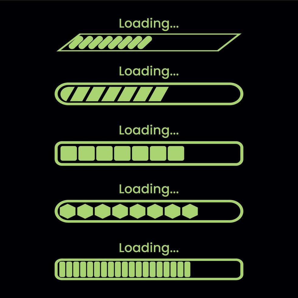 loading bar progress icons, load sign vector illustration in black background