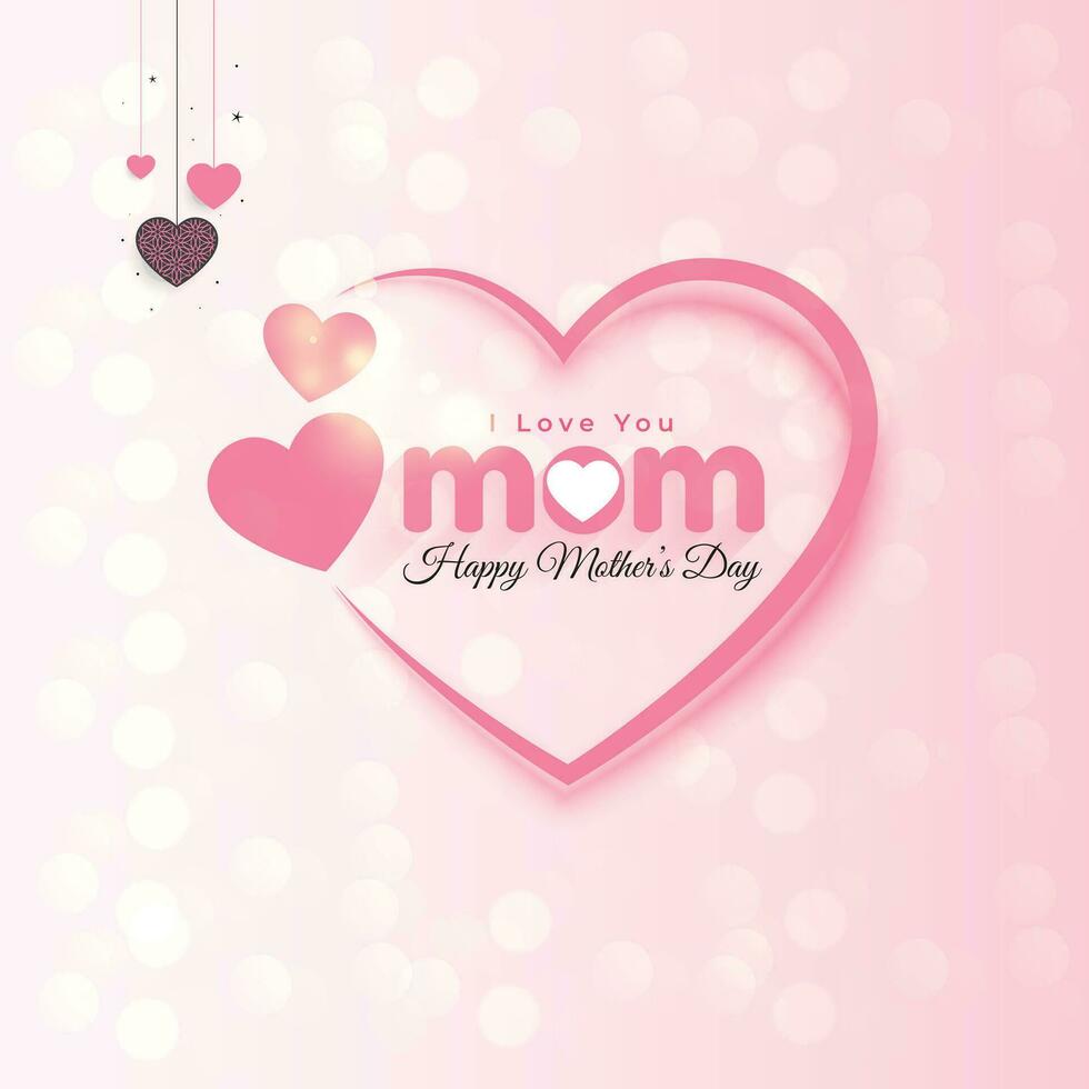 Happy Mother's Day vector greeting cards with beautiful hearts.
