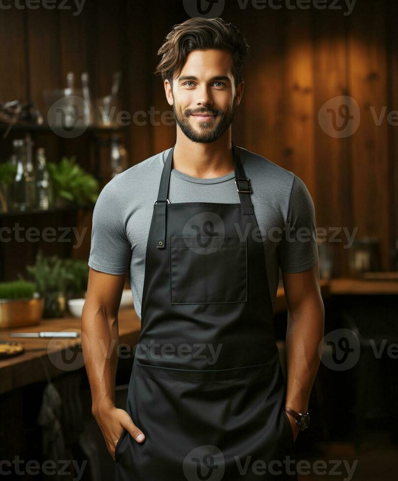 AI generated AI Generated Stylish Adjustable Cooking aprons for men and women photo