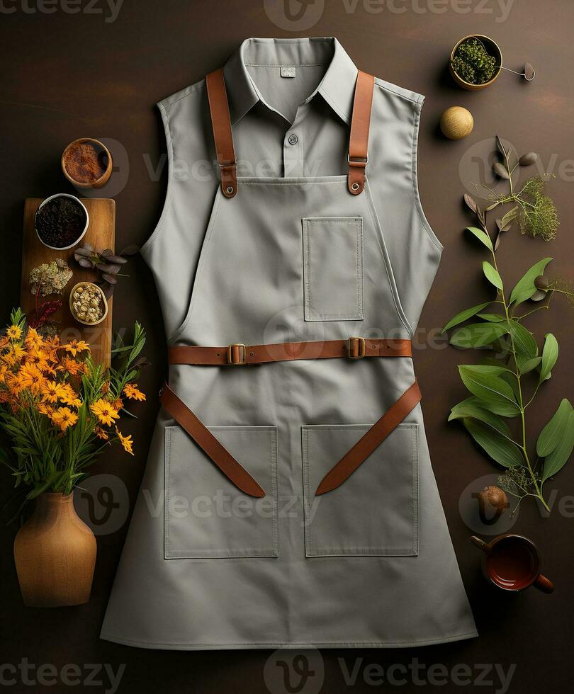 AI generated AI Generated Stylish Adjustable Cooking aprons for men and women photo