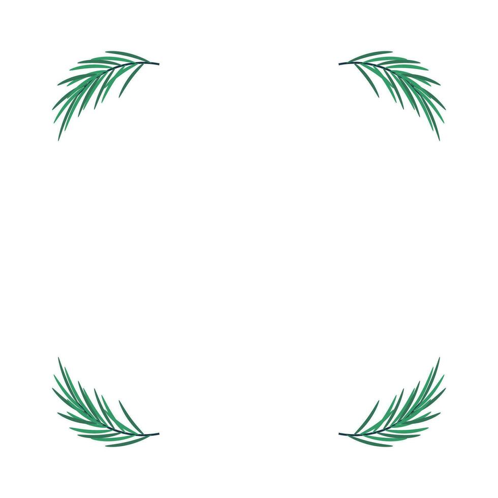 Christmas frame with tree branch. vector
