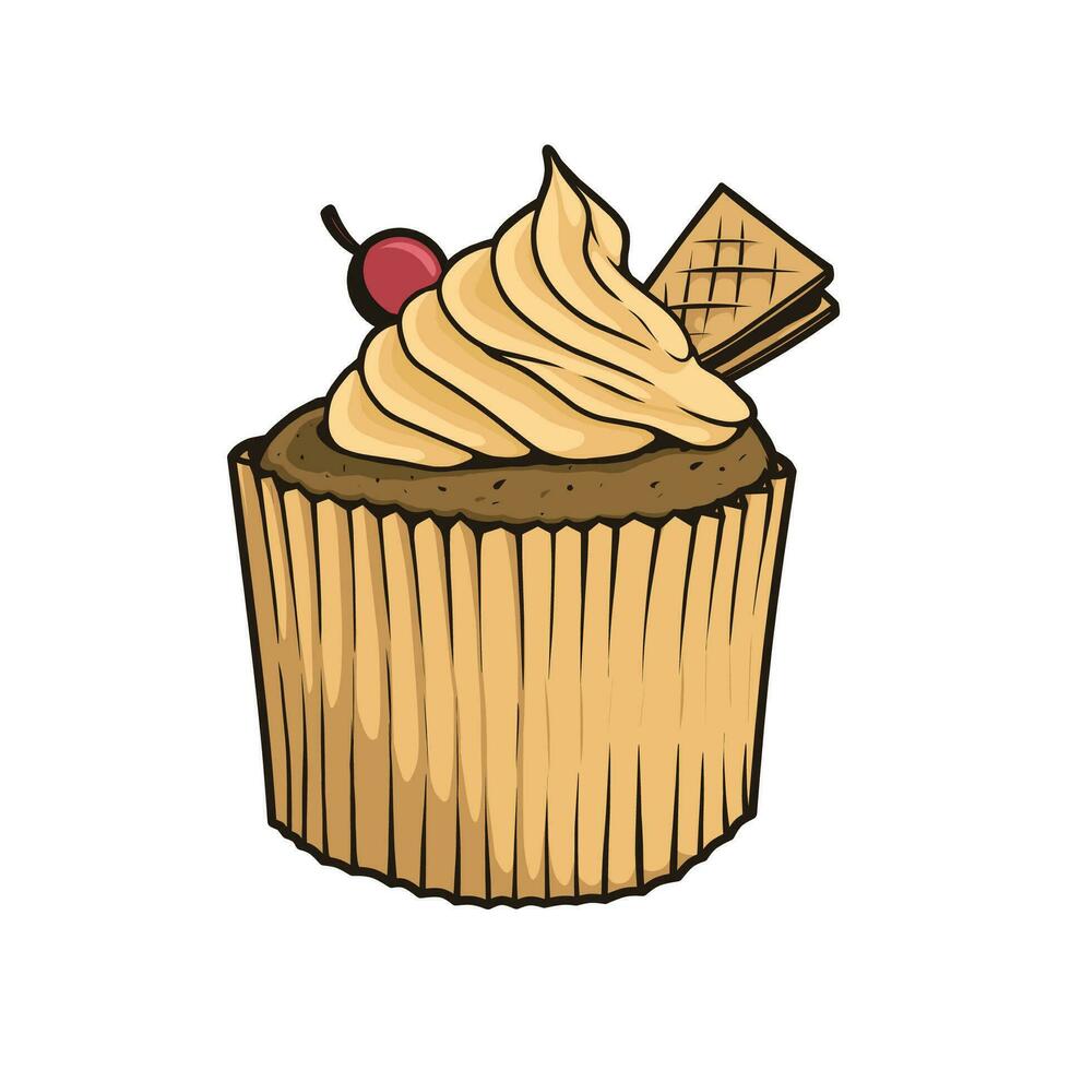 chocolate cupcake vector drawing design