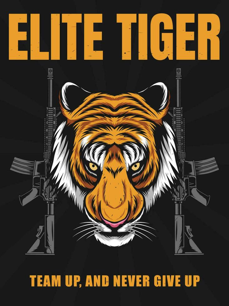 elite tiger military poster design vector