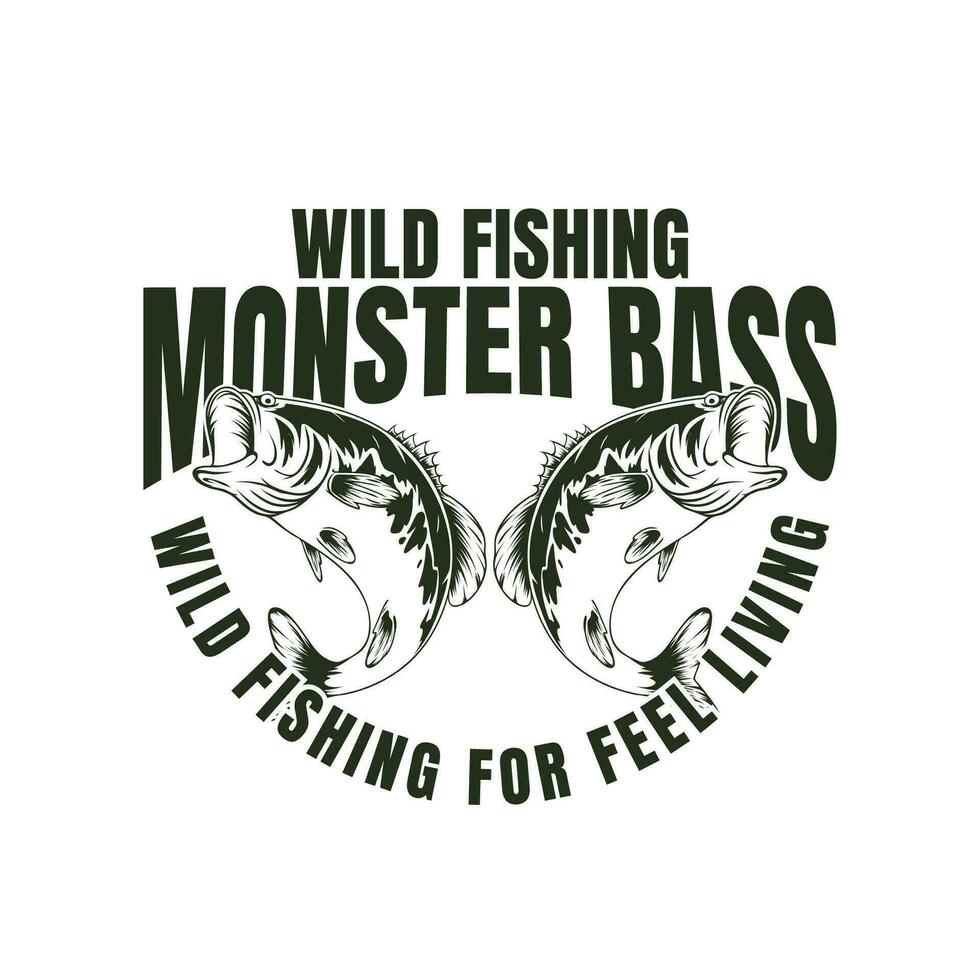 monster bass fishing design template vector