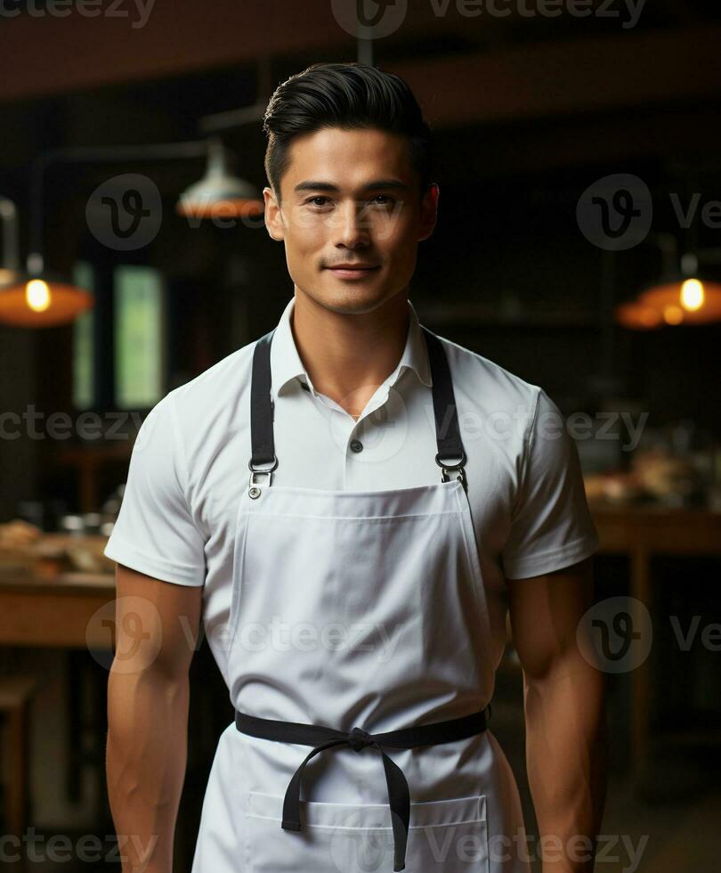 AI generated AI Generated Stylish Adjustable Cooking aprons for men and women photo