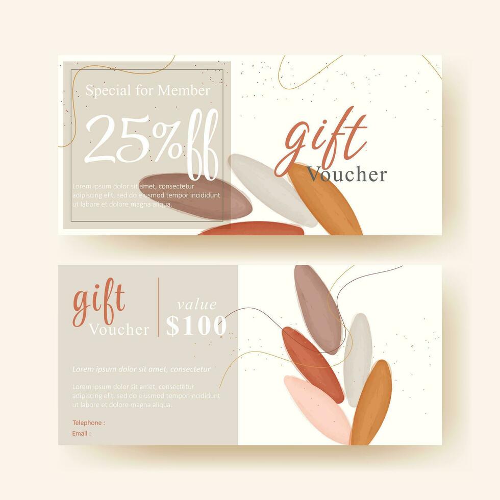 set of gift voucher coupon template with aesthetic elegant abstract design vector