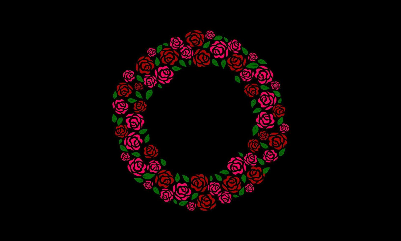 Delicate rose floral vector design round frame for invitation cards, save the date, wedding card design on black background.