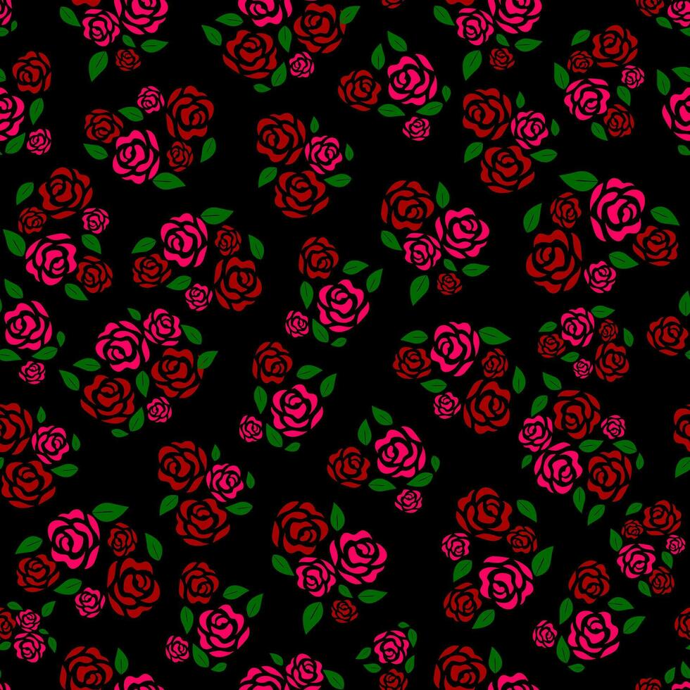 Rose flower seamless pattern vector. Simple floral print fabric pattern, wallpaper illustration vector