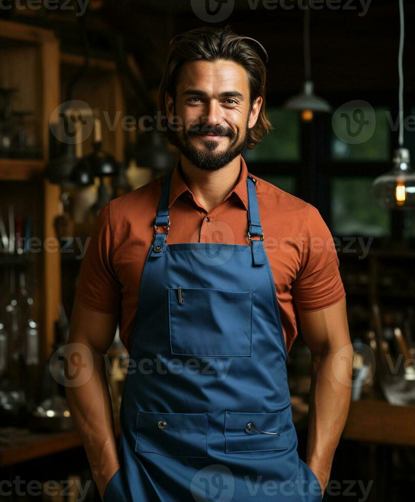 AI generated AI Generated Stylish Adjustable Cooking aprons for men and women photo