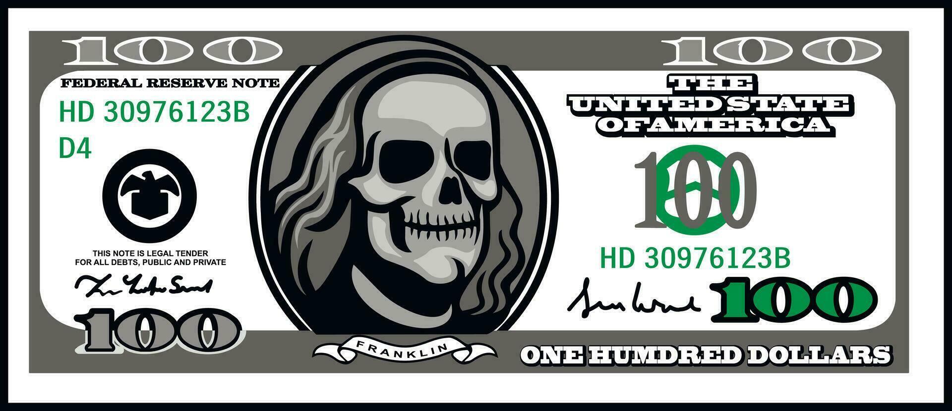 dollar banknote with skull vector