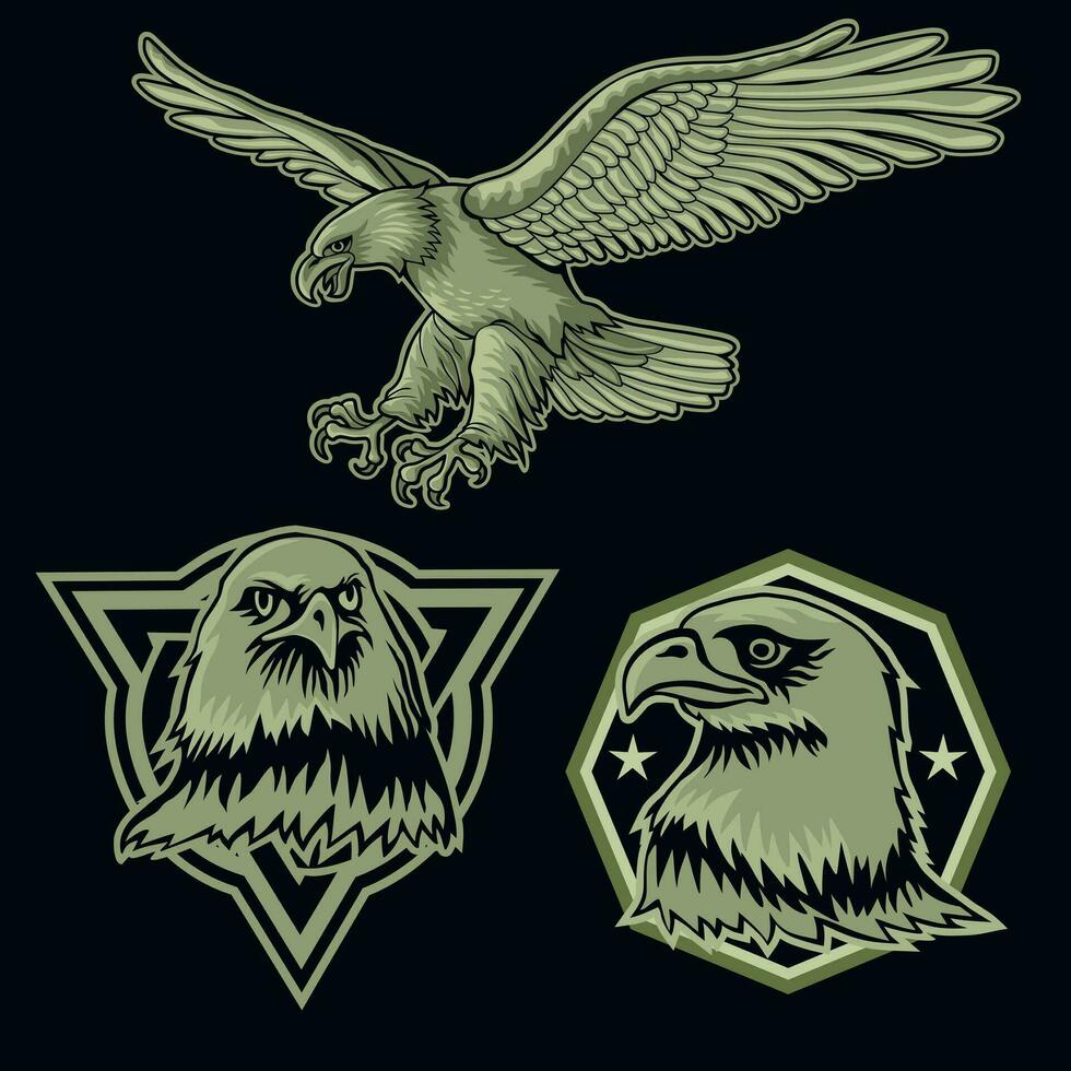 set, Bald eagle, american coat of arms, vector