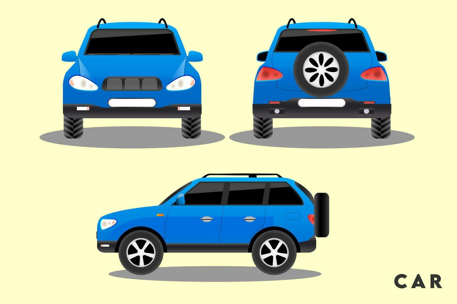 Car font and back side Design vector