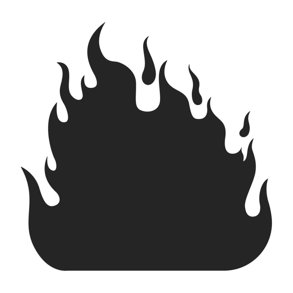 Burning fire black and white 2D line cartoon object. Bonfire blazing isolated vector outline item. Campsite firepit. Wildfire ignite. Bushfire flames dancing monochromatic flat spot illustration