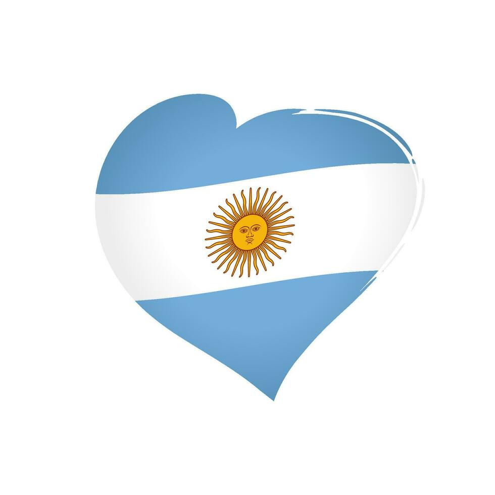 creativo corazón forma con argentino estado bandera. amor argentina símbolo. celebracion de elección idea. Deportes logo concepto. aislado icono. recuerdo o regalo decorativo signo. Insignia o t camisa modelo. vector