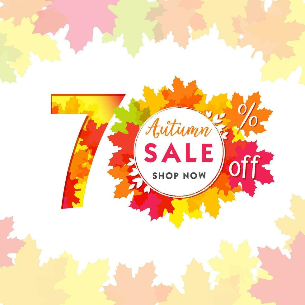 Autumn sale banner. Up to 70 percent off coupon concept. vector