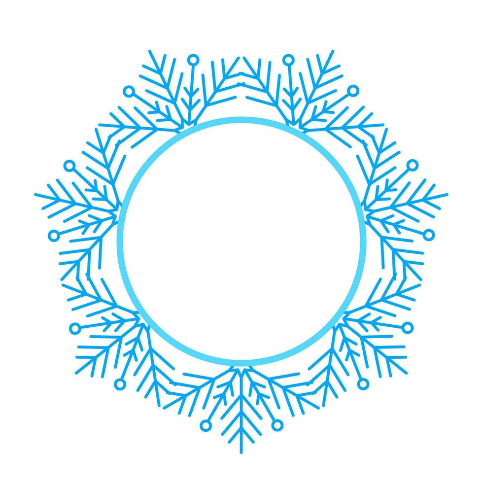 Round Vector blue Christmas winter frame made of snowflakes with place for text. Perfect copyspace for decorating social networks, photos and greeting card