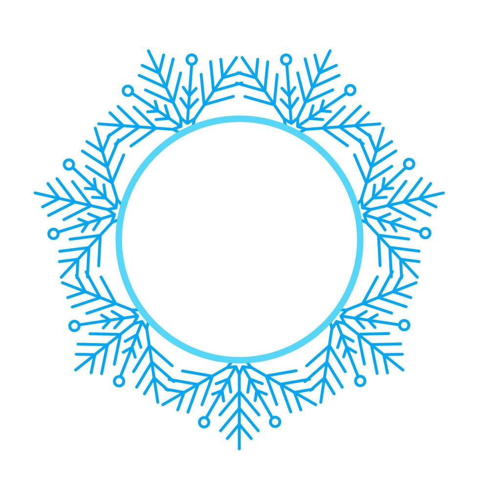 redondo vector azul Navidad invierno marco hecho de copos de nieve con sitio para texto. Perfecto copyspace para decorando social redes, fotos y saludo tarjeta