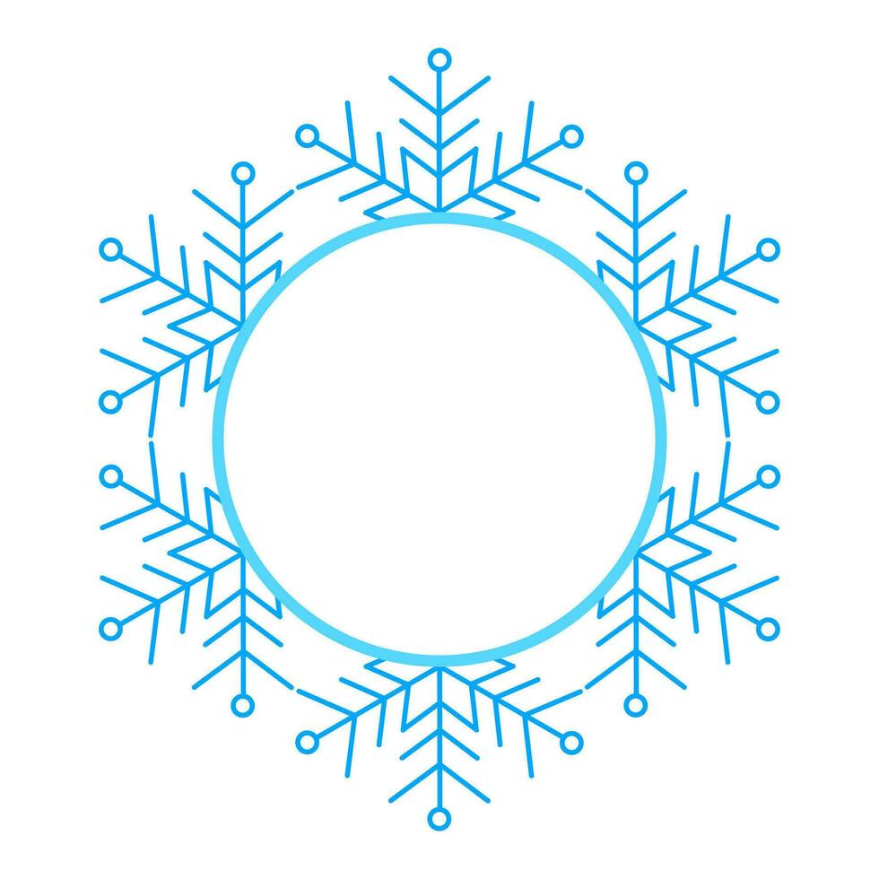 Round Vector blue Christmas winter frame made of snowflakes with place for text. Perfect copyspace for decorating social networks, photos and greeting card