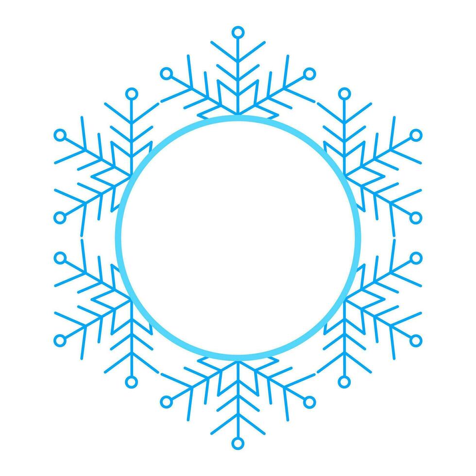 Round Vector blue Christmas winter frame made of snowflakes with place for text. Perfect copyspace for decorating social networks, photos and greeting card