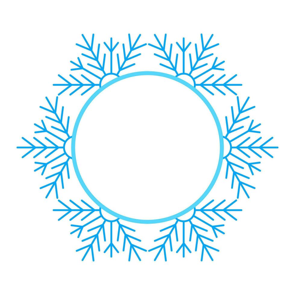 Round Vector blue Christmas winter frame made of snowflakes with place for text. Perfect copyspace for decorating social networks, photos and greeting card