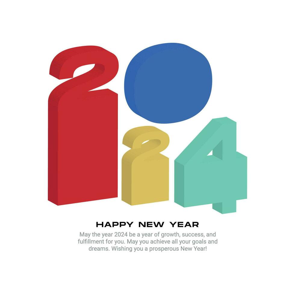 contento nuevo año 2024 celebracion social medios de comunicación enviar bandera modelo vector