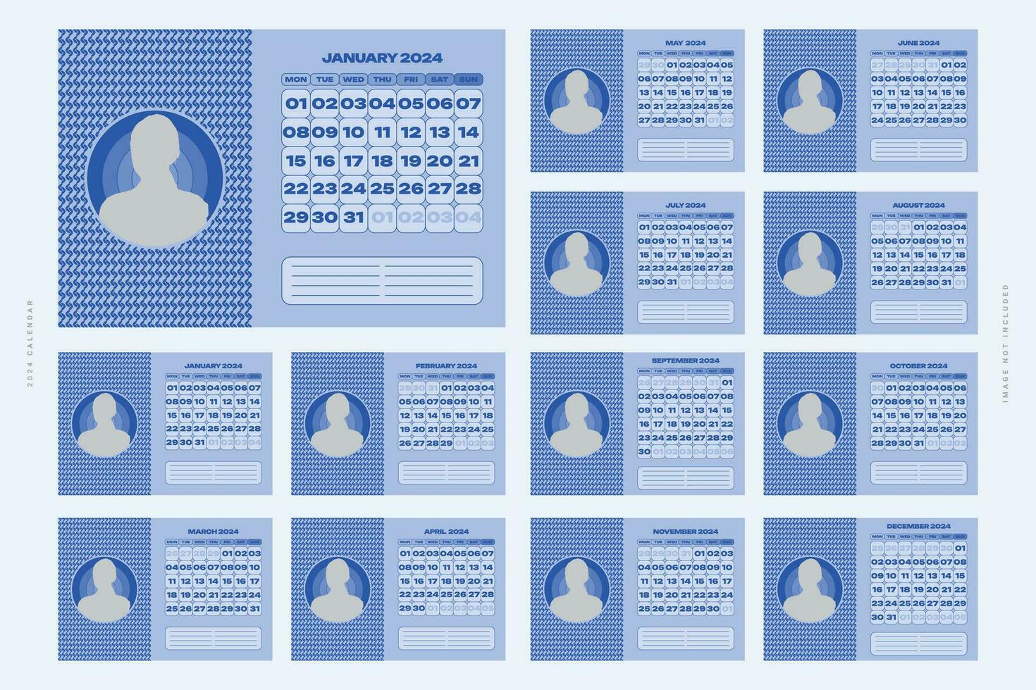 2024 calendar template editable vector