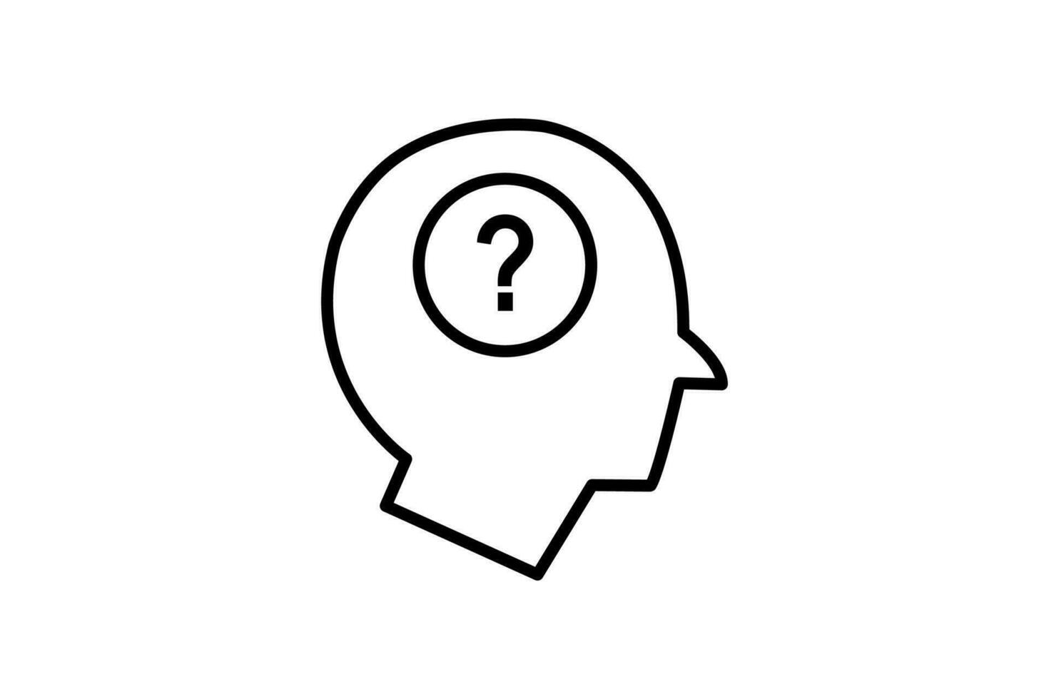 confused icon. head with question mark. icon related to confusion. line icon style. simple vector design editable