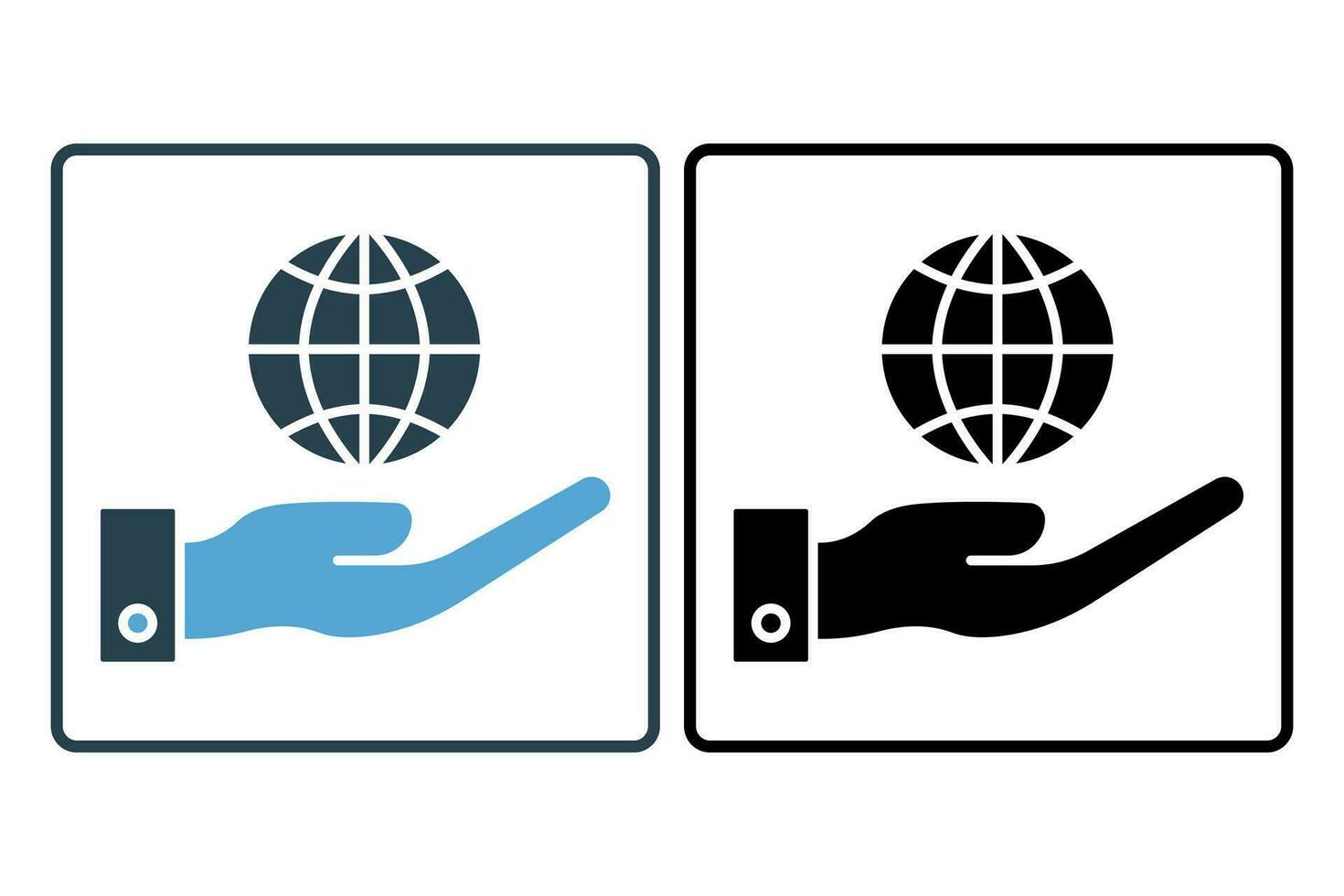 responsibility icon. hand and earth. solid icon style. simple vector design editable