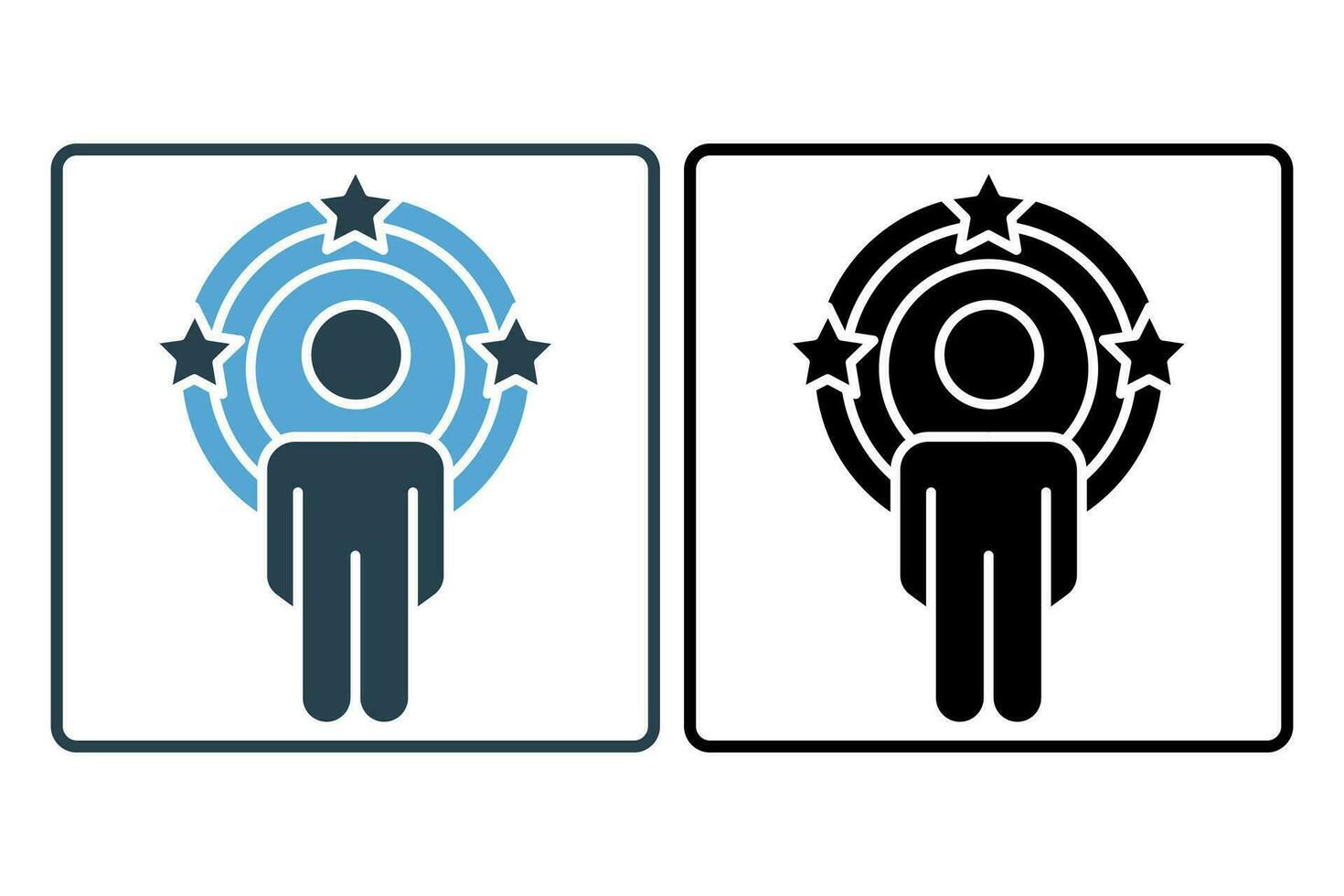 influencer icon. human in circle and star. solid icon style. simple vector design editable