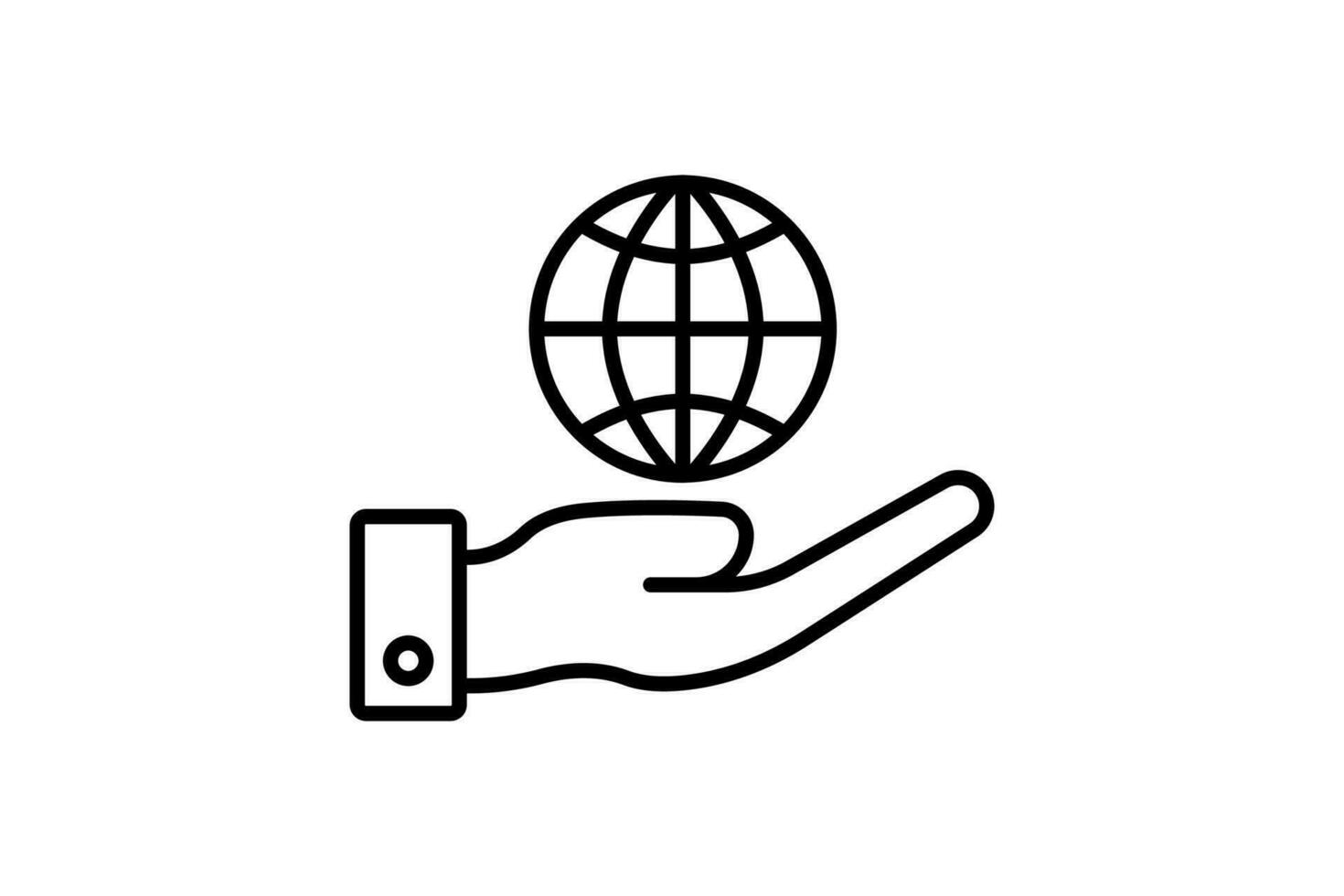 responsibility icon. hand and earth. line icon style. simple vector design editable