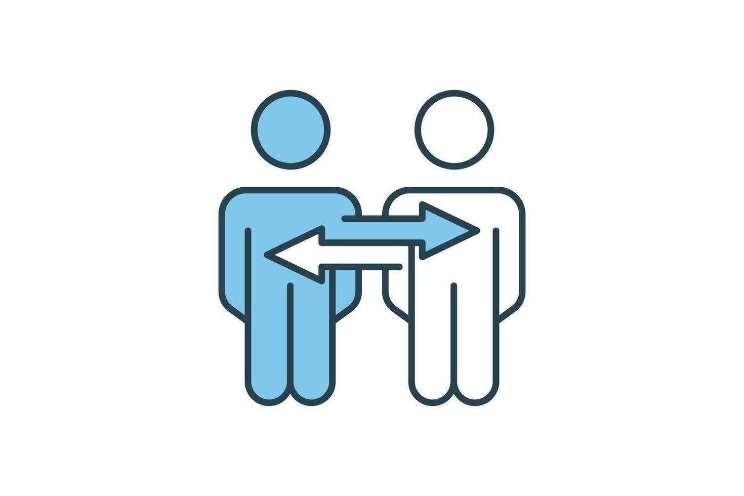 empathy icon. human with arrow. flat line icon style. simple vector design editable