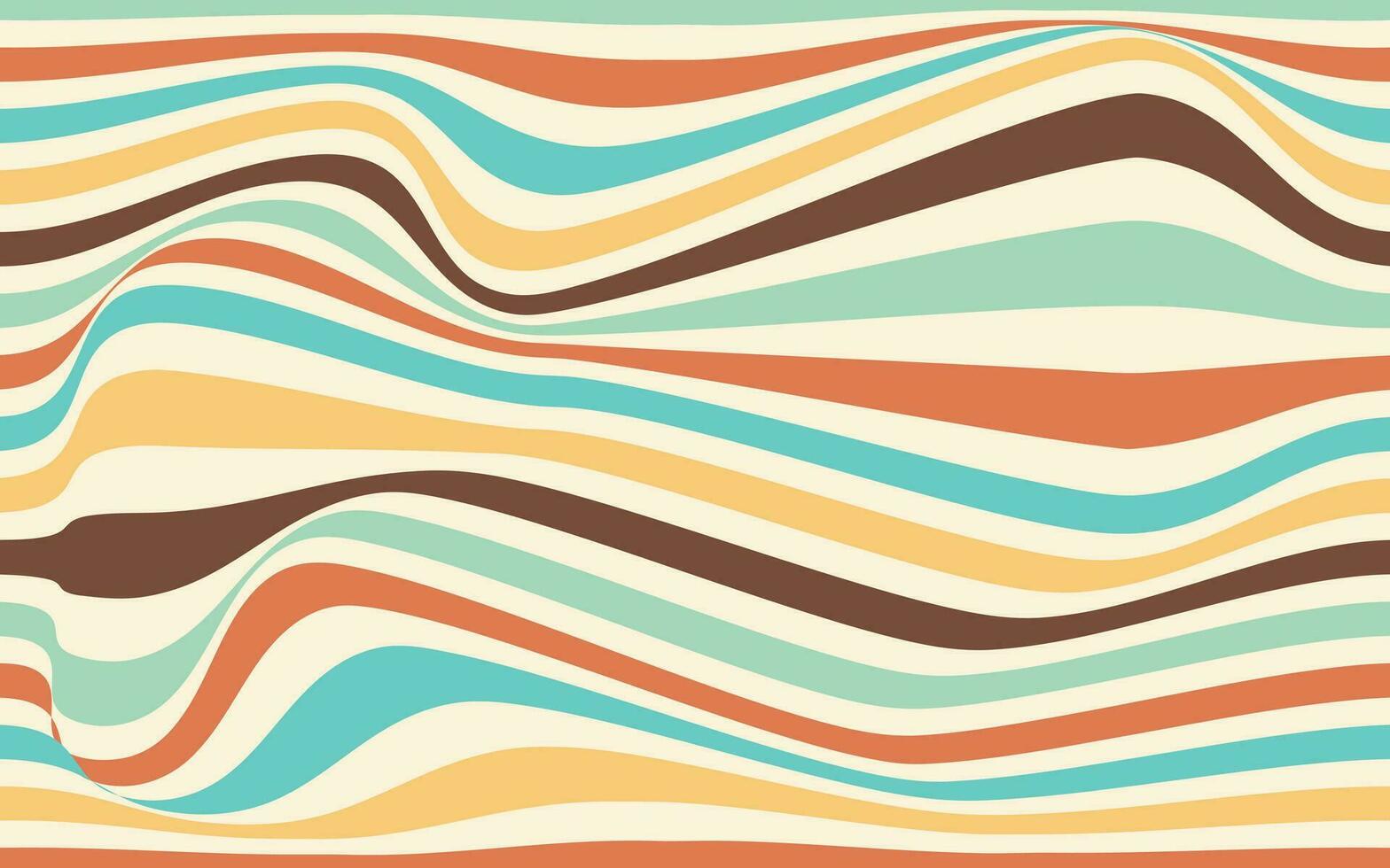 Retro groovy background. Abstract and textured wavy shapes design. Colorful 60s and 70s style vector illustration design