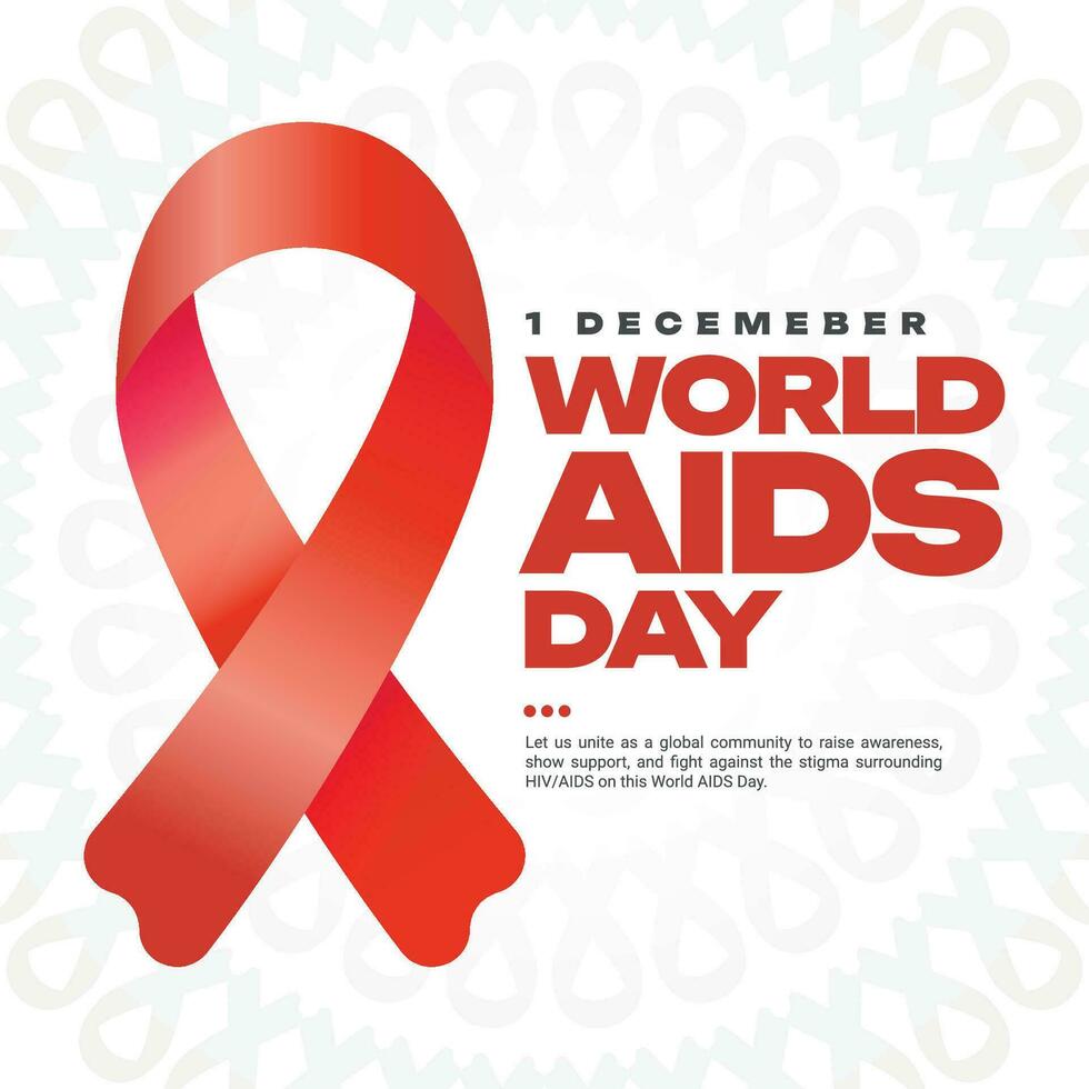 World AIDS Day 1st December social media post banner with red ribbon social media post vector
