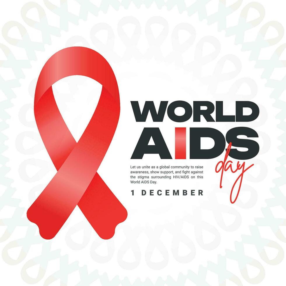 World AIDS Day 1st December social media post banner with red ribbon social media post vector