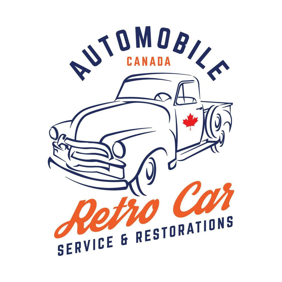 Retro classic car vector illustration, perfect for t shirt design and Automobile service restorations logo design