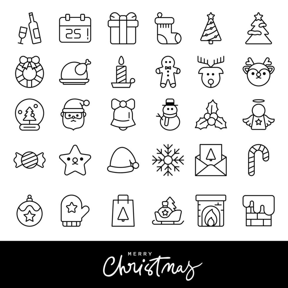 Collection of Christmas icons, cute cartoon images for festivals. vector