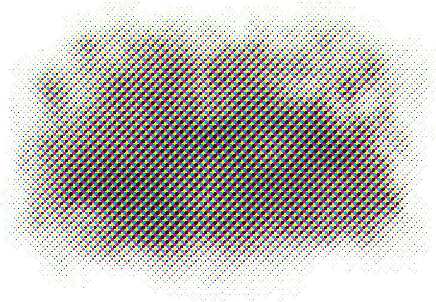 CMYK Halftone dots effect. Halftone effect vector pattern. Circle dots isolated on the white background