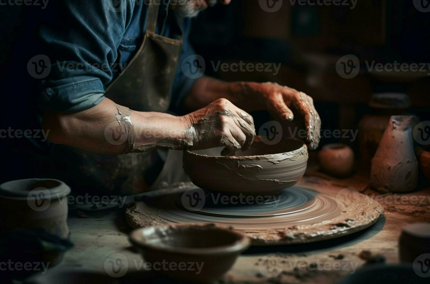 Handcrafted pottery workshop. Generate ai photo