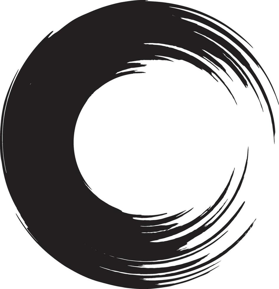Black and white round brush stroke  frame on white background. Vector illustration. Vector grunge circle. Ink square stroke on white background. Vector grunge circle