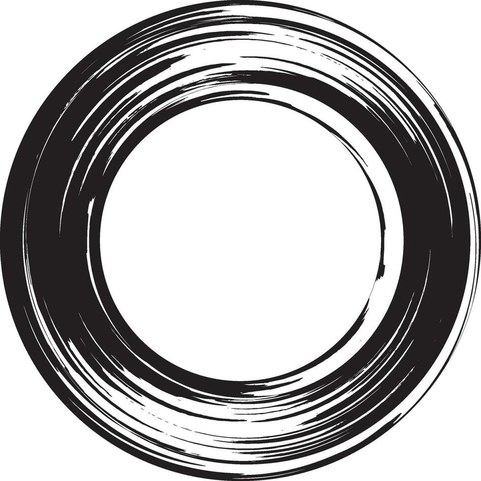 Black and white round brush stroke  frame on white background. Vector illustration. Vector grunge circle. Ink square stroke on white background. Vector grunge circle