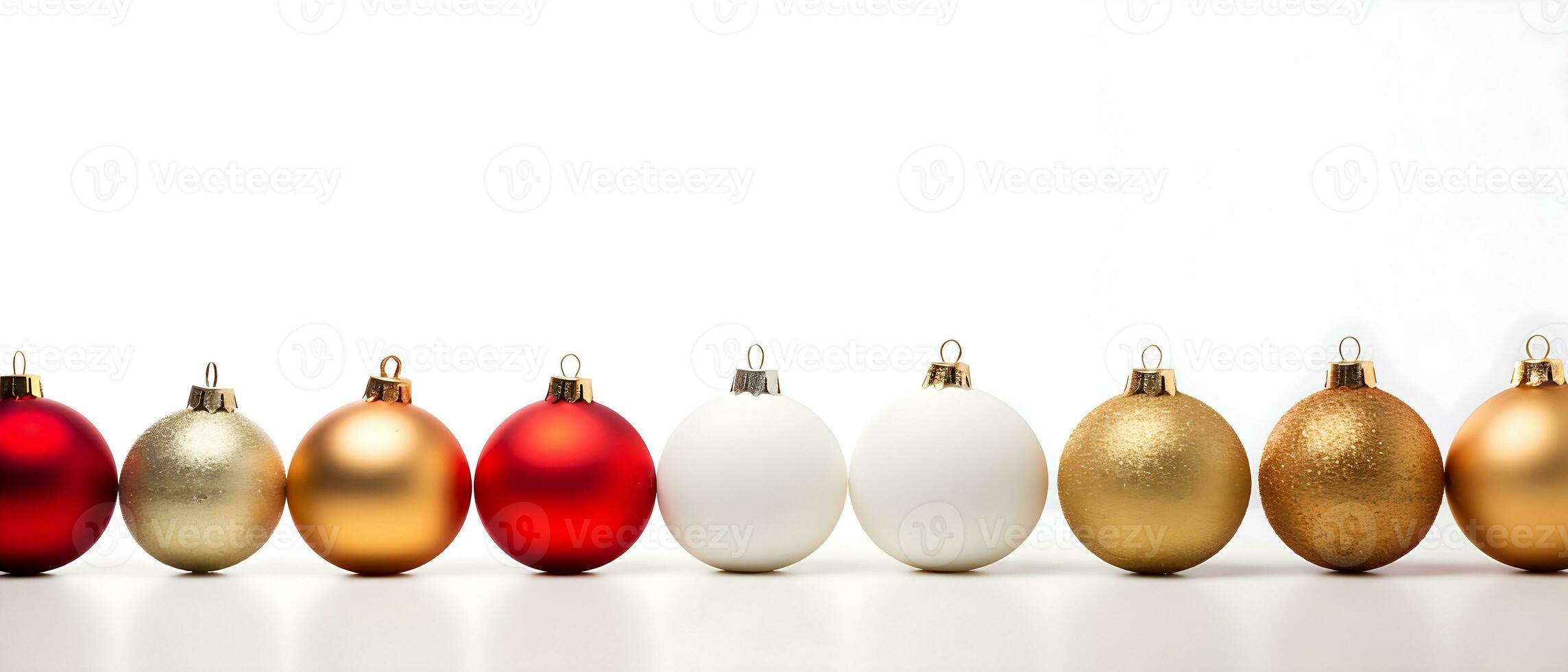 Christmas illustration with christmas decorations on white background with place for text. Generative AI photo