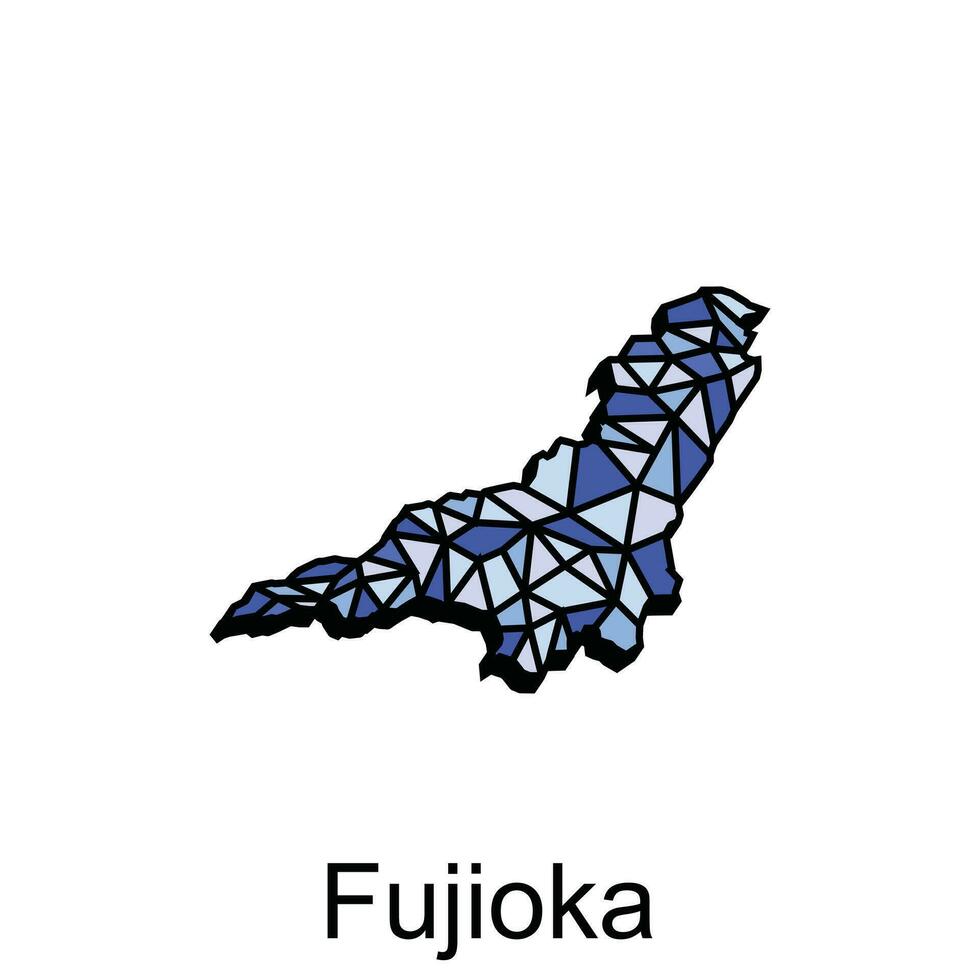Map City of Fujioka Vector Illustration Geometric Polygon design, Isolated on White Background, illustration design template