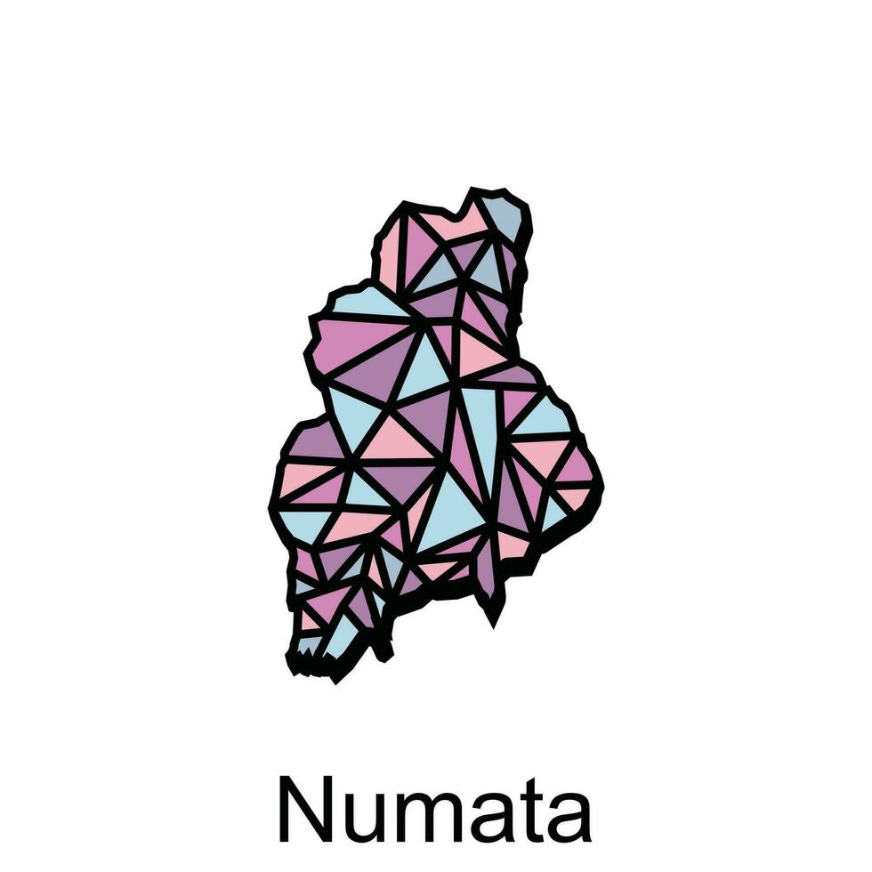 Map City of Numata Vector Illustration Geometric Polygon design, Isolated on White Background, illustration design template