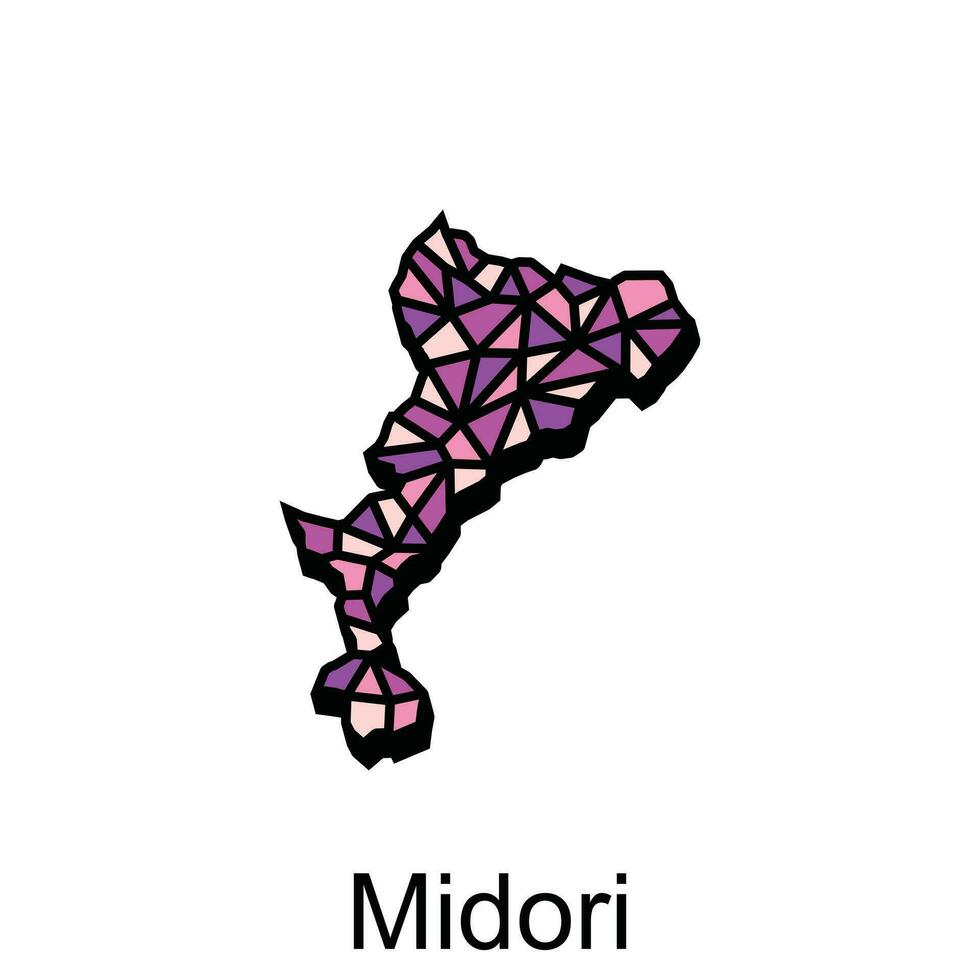 Map City of Midori Vector Illustration Geometric Polygon design, Isolated on White Background, illustration design template