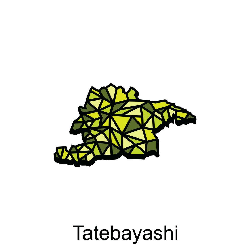 Map City of Tatebayashi Vector Illustration Geometric Polygon design, Isolated on White Background, illustration design template