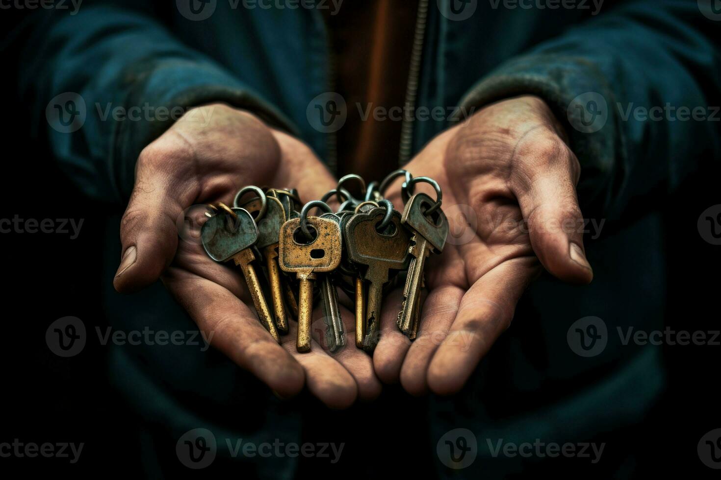 Shiny Apartment keys hands. Generate Ai photo
