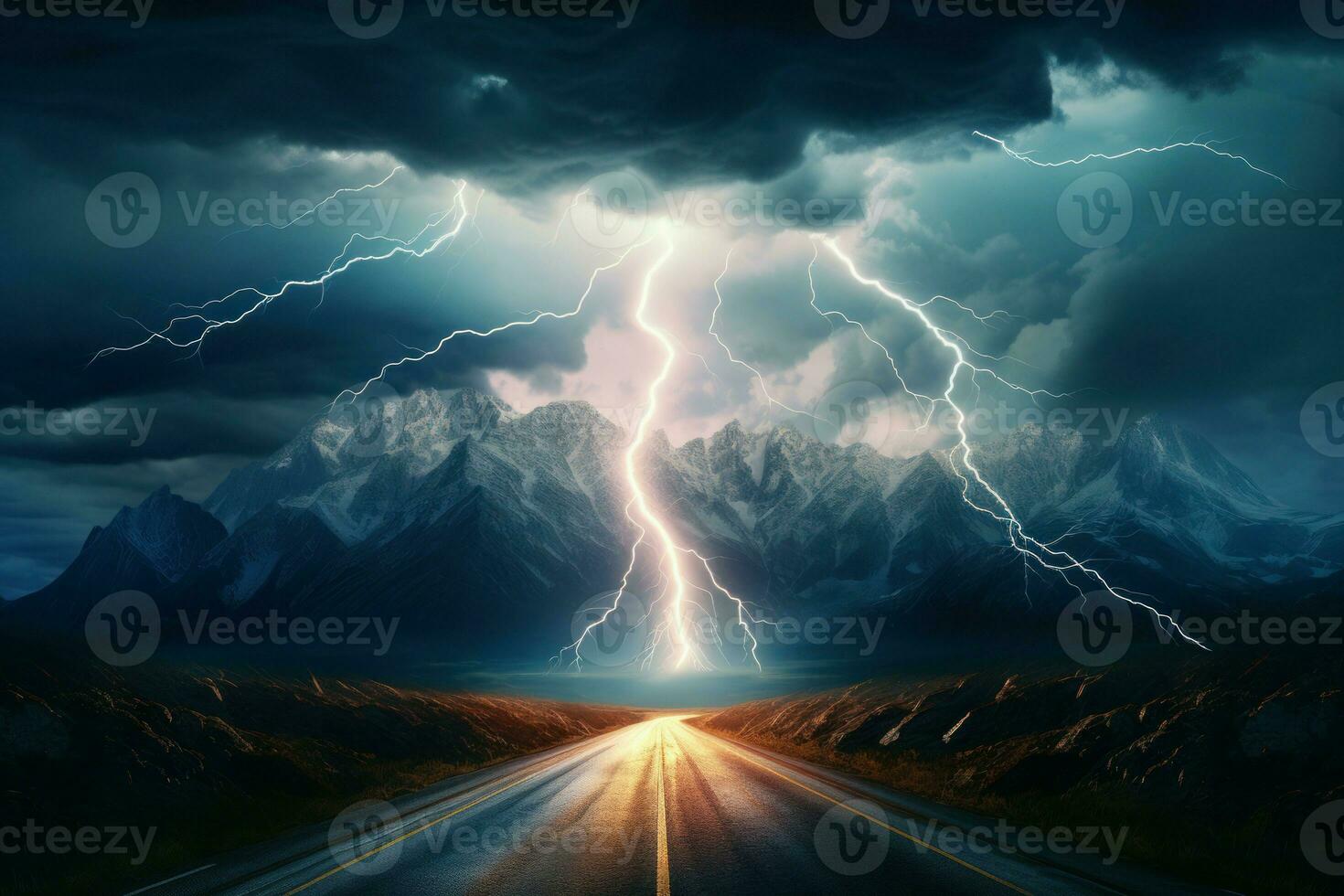 Electric Lightning pattern banner. Generate Ai photo