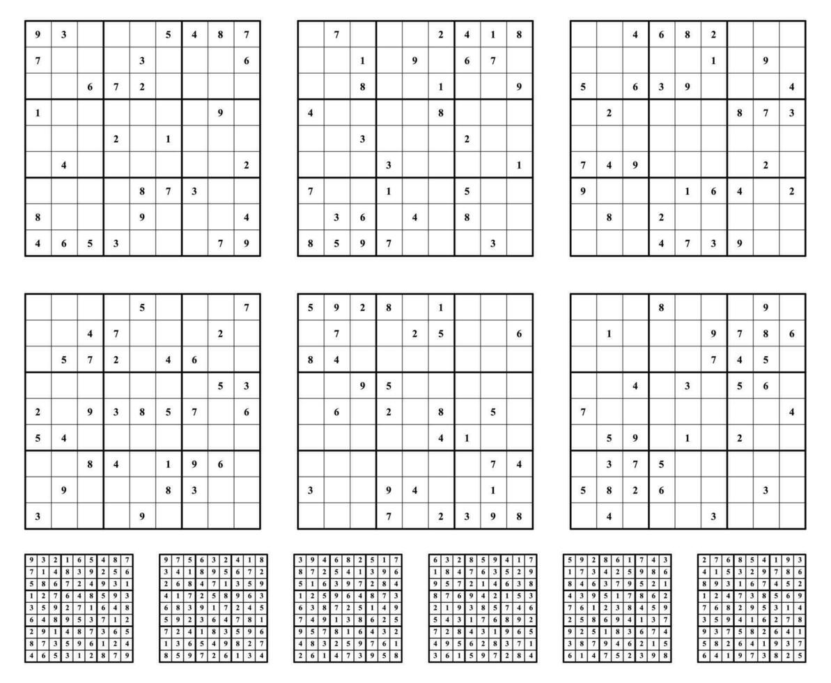 Sudoku game set  with answers. Simple vector design