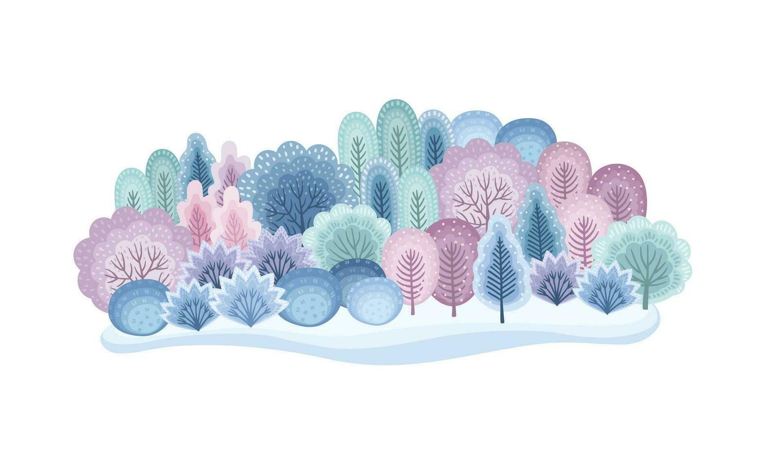 Isolated illustration of winter forest. Vector template for card, poster, flyer, shop window, cover and other use.